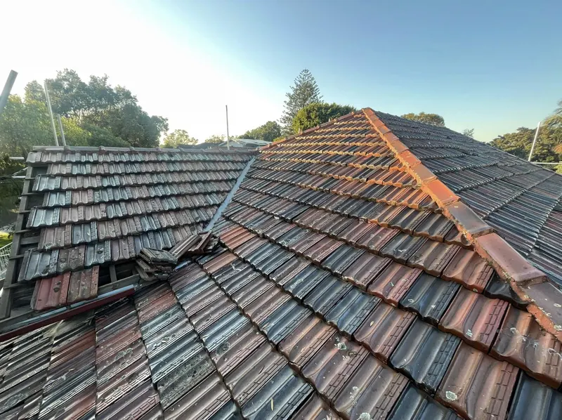 Botany roof repair: weathered tiles before work