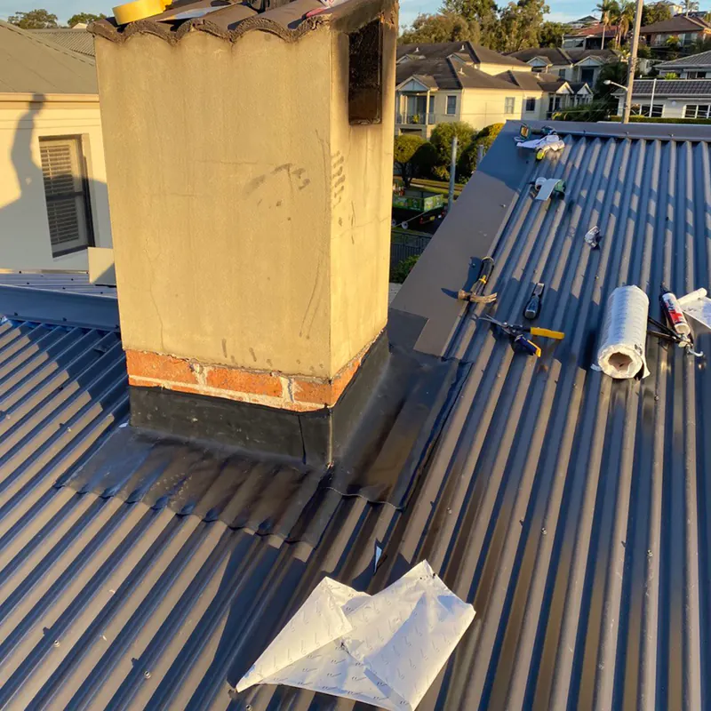 Chimney flashing on a Colorbond roof