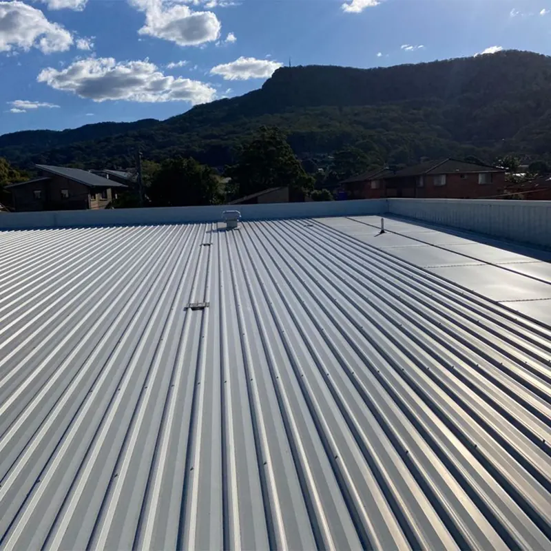 Completed metal roof with the escarpment in the background