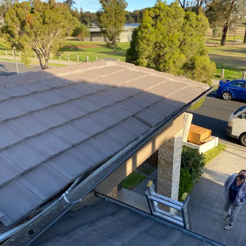 Concrete tile roof valley after repair